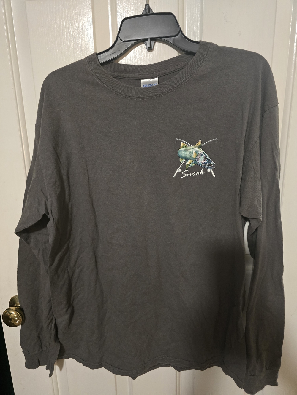 Gildan Charcoal Crewneck T-Shirt With Fish Graphic